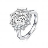 Round Shape Halo Zulastone Engagement Ring in Sterling Silver