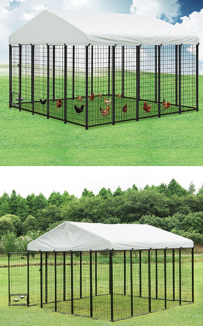 New Pet Dog Kennel Run Enclosure 3x3x2.1m Galvanised Steel Play Pen