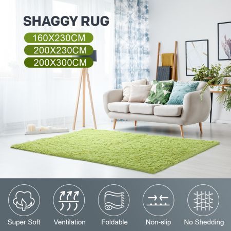 Fluffy Shaggy Area Rug Carpet Large Green Home Bedroom Anti-Slip Floor Mat