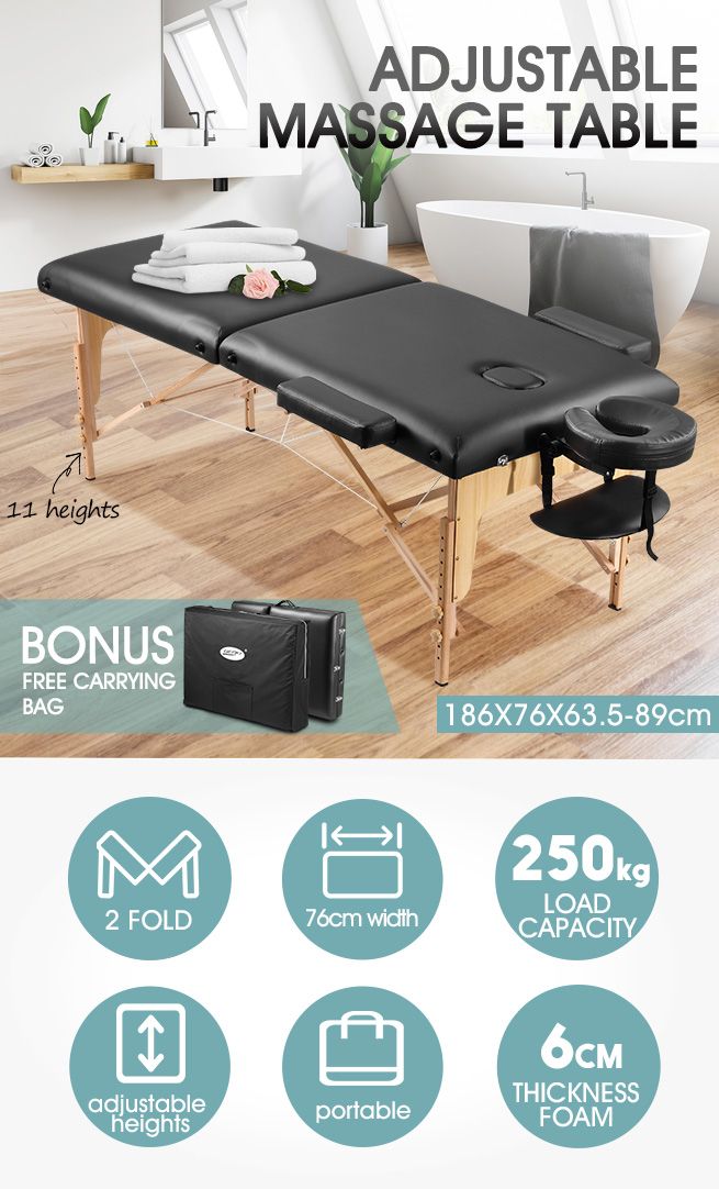 Adjustable 75cm Full Body Massage Bed Beauty Treatment Bed w/ Carrying Bag Crazy Sales