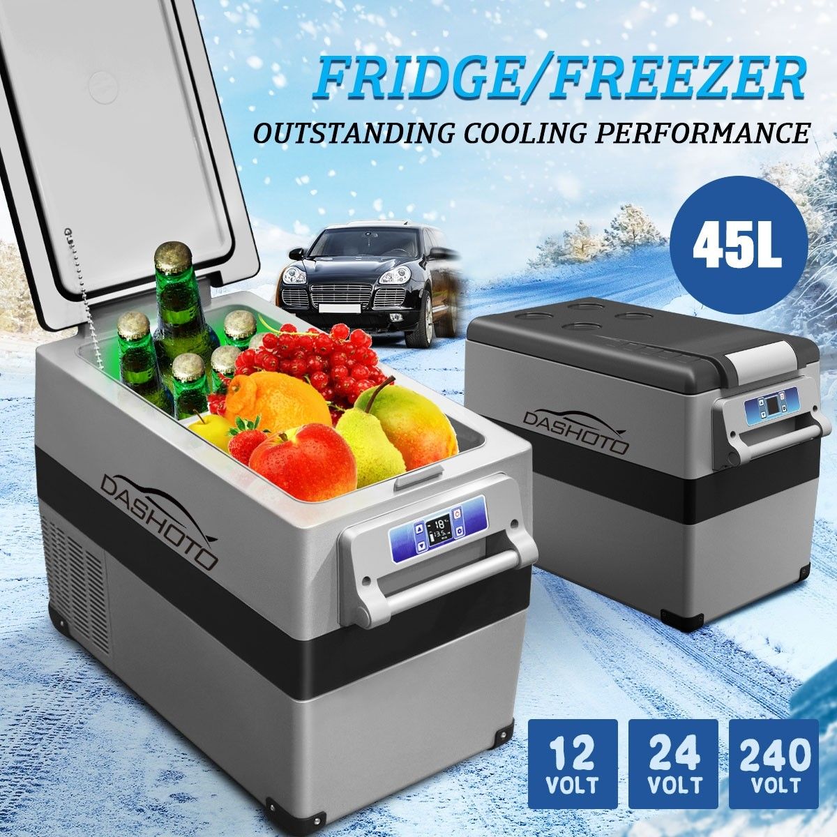 45L Portable Car Fridge Freezer Cooler 12V/24V/240V Caravan Boat ...