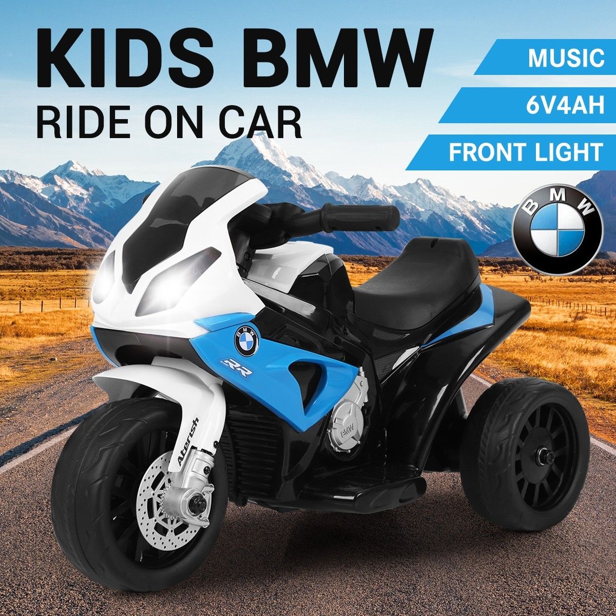 BMW S1000RR Motorcycle Kids Ride On Motorbike with 3 Non-slip Wheels Headlights