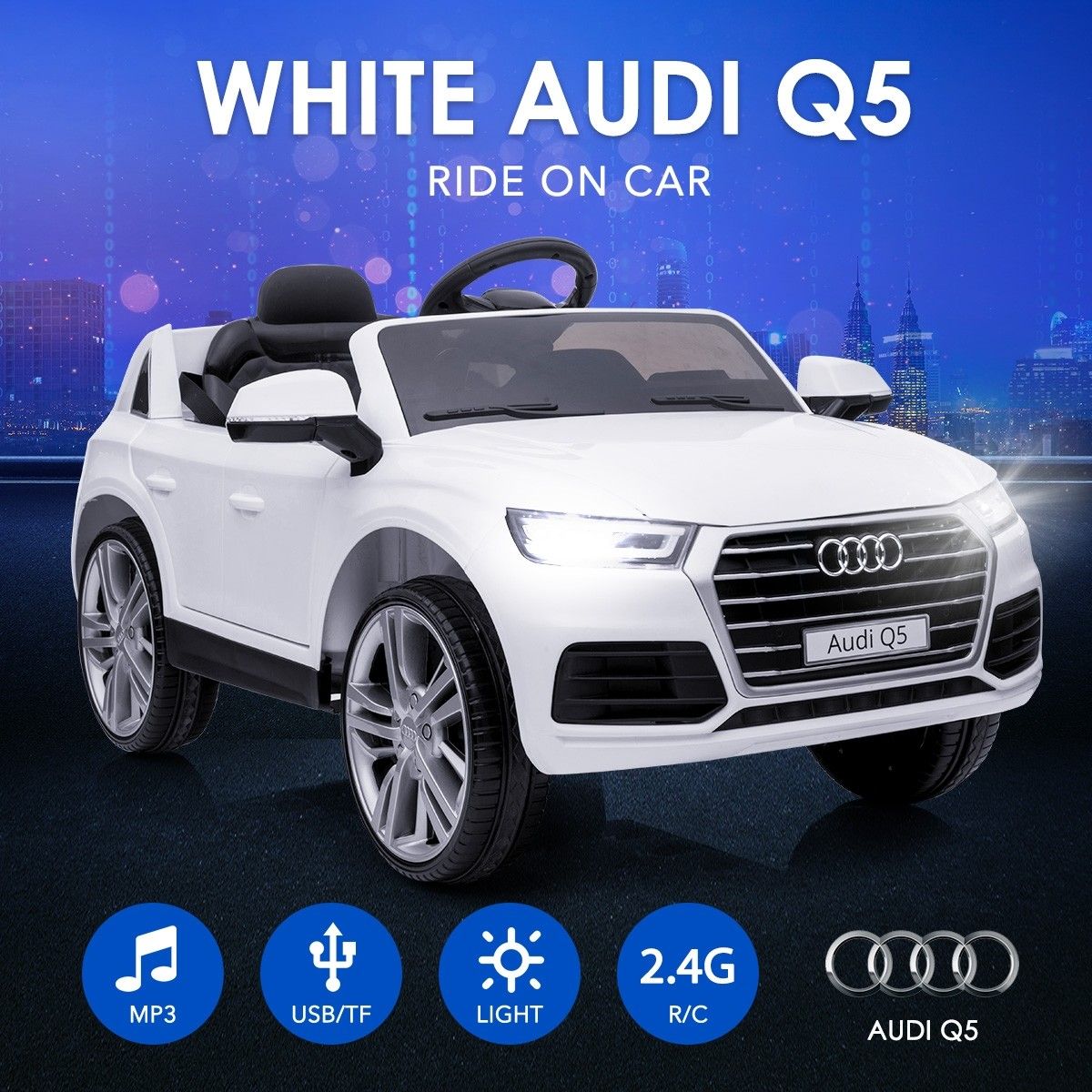 White AUDI Q5 Ride on Car w/ Remote Controller Button Start 