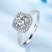 Round Gemstone Promising Wedding Engagement Ring in 925 Sterling Silver with Side Gems