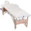 Cream White Foldable Massage Table 3 Zones with Wooden Frame