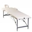 Cream White Foldable Massage Table 3 Zones with Aluminium Frame