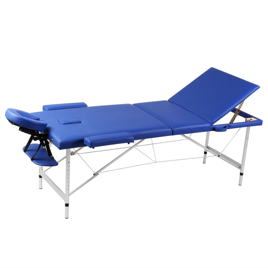 Blue Foldable Massage Table 3 Zones with Aluminium Frame