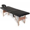 Black Foldable Massage Table 4 Zones with Wooden Frame