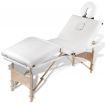 Creme White Foldable Massage Table 4 Zones with Wooden Frame