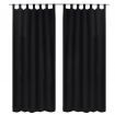 2 pcs Black Micro-Satin Curtains with Loops 140 x 225 cm