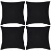 4 Black Cushion Covers Cotton 40 x 40 cm