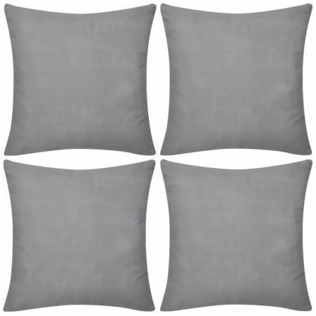 4 Grey Cushion Covers Cotton 50 x 50 cm