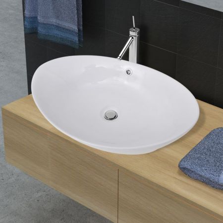 Luxury Ceramic Basin Oval with Overflow 59 x 38.5 cm