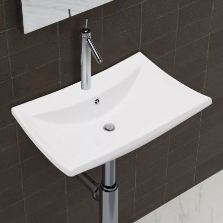 Luxury Ceramic Basin Rectangular with Overflow & Faucet Hole