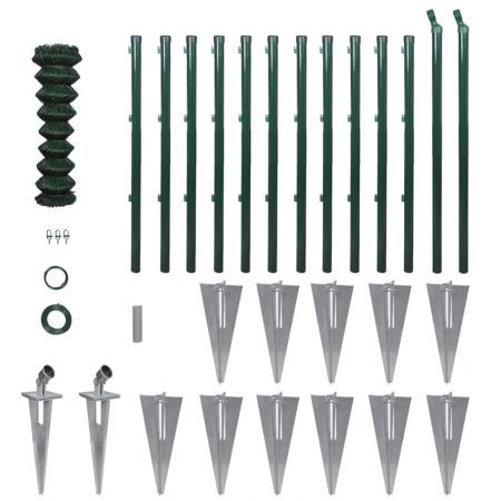 Chain-Link Fence Set with Posts Spike Anchors & Other Fittings 1.5x25m