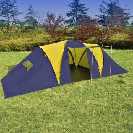 Camping Tent Fabric 9 Persons Blue and Yellow