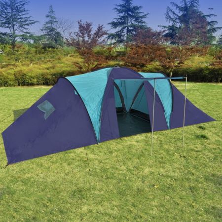 Camping Tent Fabric 9 Persons Dark Blue and Blue