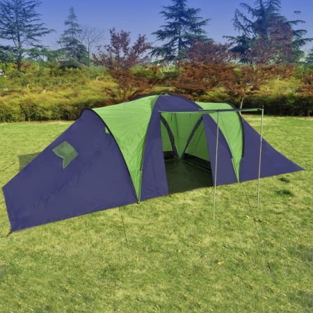 Camping Tent Fabric 9 Persons Blue and Green
