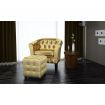 Tub Chair with Foot Stool Artificial Leather Gold