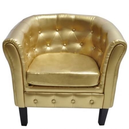 Tub Chair Artificial Leather Gold