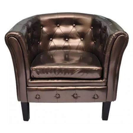 Tub Chair Artificial Leather Brown