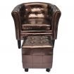 Tub Chair with Foot Stool Artificial Leather Brown