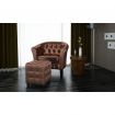 Tub Chair with Foot Stool Artificial Leather Brown