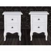 Nightstands 2 pcs with 2 Drawers MDF White