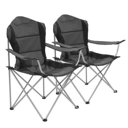 Folding Camping Chairs 2 pcs 96x60x102 cm Grey