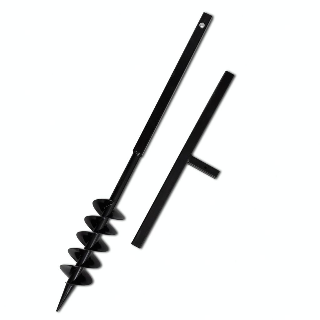 Ground Drill with Handle Auger Bit 100 mm Double Spirals Steel Black