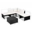 6 Piece Garden Lounge Set with Cushions Poly Rattan Black