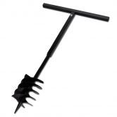 Ground Drill with Handle Auger Bit 180mm 3 Spirals Steel Black