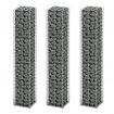 Gabion Set 3 pcs Galvanised Wire 25x25x150 cm