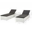Sun Loungers 2 pcs with Table Poly Rattan White