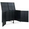 Double Wheelie Bin Shed Poly Rattan Black 148x80x111 cm