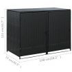 Double Wheelie Bin Shed Poly Rattan Black 148x80x111 cm