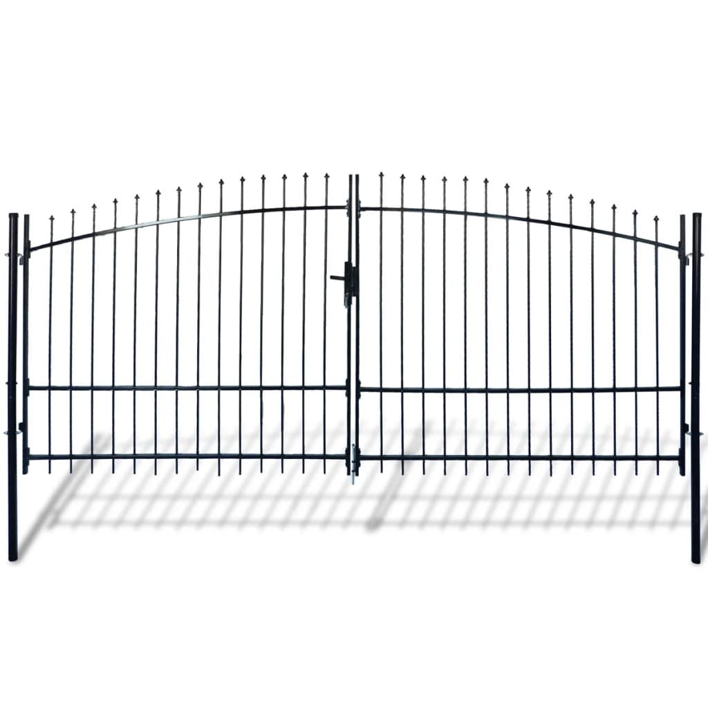 Double Door Fence Gate with Spear Top 400 x 225 cm