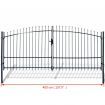 Double Door Fence Gate with Spear Top 400 x 225 cm