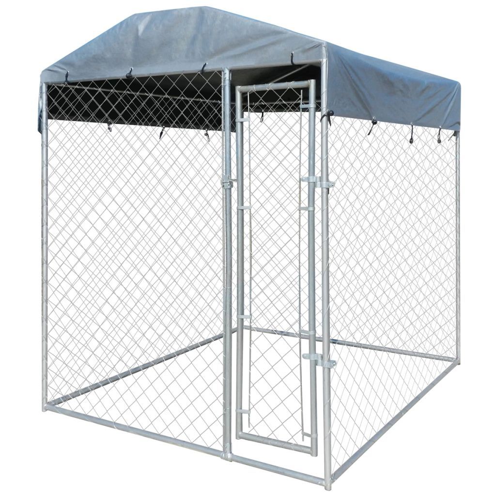 Outdoor Dog Kennel with Canopy Top 2x2 m