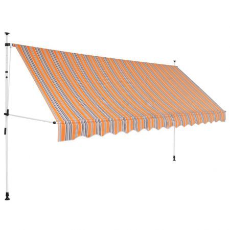 Manual Retractable Awning 400 cm Yellow and Blue Stripes