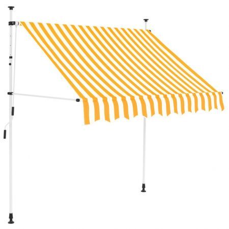 Manual Retractable Awning 200 cm Yellow and White Stripes