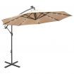 Hanging Parasol with LED Lighting 300 cm Sand Metal Pole