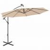 Hanging Parasol with LED Lighting 300 cm Sand Metal Pole