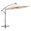 Hanging Parasol with LED Lighting 300 cm Sand Metal Pole