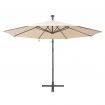 Hanging Parasol with LED Lighting 300 cm Sand Metal Pole