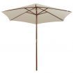 Parasol 270x270 cm Wooden Pole Cream White