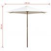 Parasol 270x270 cm Wooden Pole Cream White