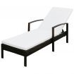 Sun Lounger with Cushion Poly Rattan Brown