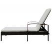 Sun Lounger with Cushion Poly Rattan Brown