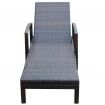 Sun Lounger with Cushion Poly Rattan Brown